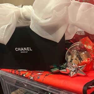 Chanel Black Makeup Box with White Ribbon